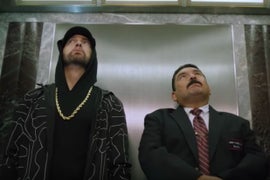Eminem Teaches Kimmel’s Guillermo All About the Empire State Building Mid-‘Venom’ Performance (Video)