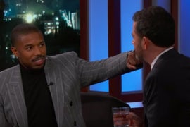 Michael B Jordan Punches Jimmy Kimmel (Video)