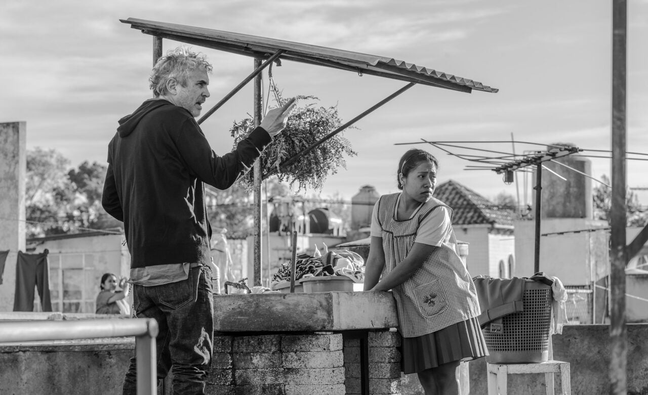 Alfonso Cuaron on the set of "Roma"
