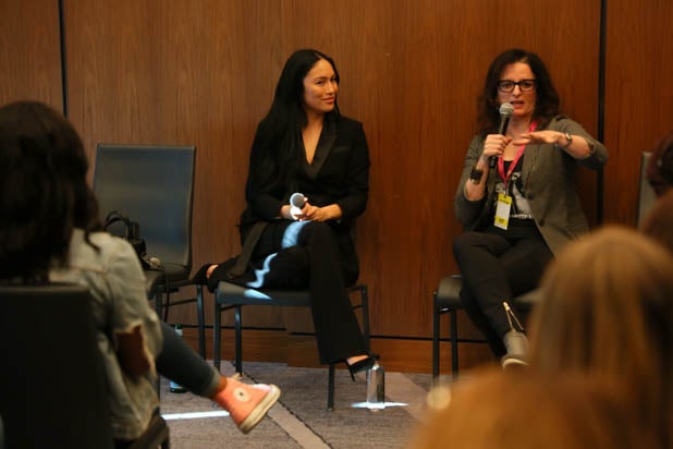 Stephanie Shepherd and Claudia Carasso talk during the breakout session "Betting On Yourself" Stephanie Shepherd and Claudia Carasso talk during the breakout session "Betting On Yourself"