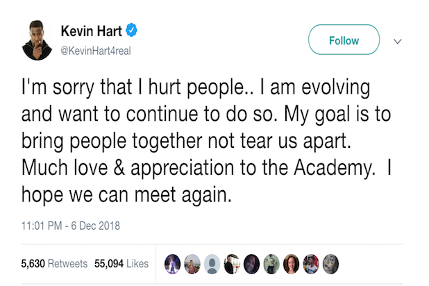 Screenshot of Kevin Hart tweet Screenshot of Kevin Hart tweet