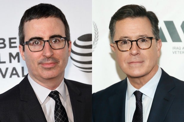 Stephen Colbert Calls Out John Oliver S Suddenly Gray Hair Video