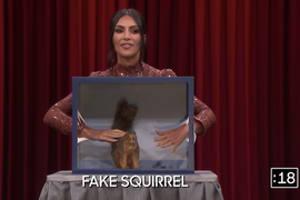 Kim Kardashian, Jimmy Fallon Almost Die After Blind-Touching a Fake Squirrel, Mashed Potatoes (Video)
