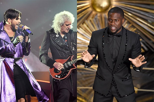 Queen Over Hart During Oscars Opener Adam Lambert Joins Band