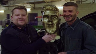 David Beckham Is Way Too Polite When James Corden Pranks Him With Fake LA Galaxy Statue (Video)