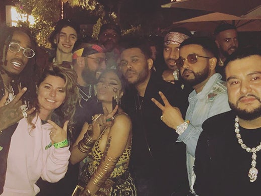 TheWeeknd celebrated his 2018 headlining set at TAO's pop-up with Quavo from Migos, Shania Twain, TImothée Chalamet, Nicki MInaj, and French Montana, amongst others. (Photo via Instagram.com/TheWeeknd)
