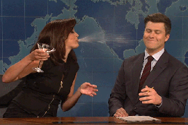 ‘SNL’: Watch Colin Jost Break Up as Cecily Strong Spits in His Face (Video)