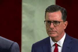 Stephen Colbert Hijacks Major Garrett’s Interview of Mike Pence (Video)