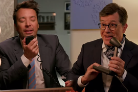 Watch Jimmy Fallon and Stephen Colbert Do the ‘Neverending Story’ Duet From ‘Stranger Things 3’ (Video)