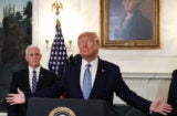 President Donald Trump in the White House Diplomatic Room on Oct. 23