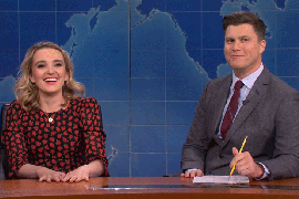Watch ‘SNL’ Star Chloe Fineman Impersonate Scarlett Johansson – Right Next to Colin Jost (Video)