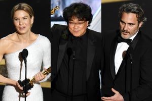 Renee Zellweger, Bong Joon Ho, and Joaquin Phoenix oscar winners 2020