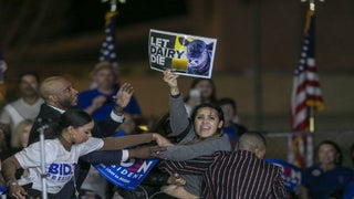 Joe Biden’s Super Tuesday Speech Interrupted by Anti-Dairy Protesters (Video)