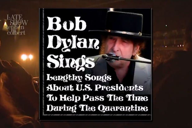 Colbert Imagines if Bob Dylan Wrote Massively Long Songs About Other US Presidents (Video)