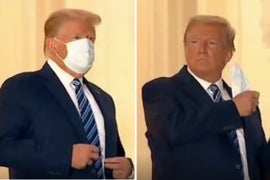 Trump Immediately Removes Mask at White House After Leaving Hospital
