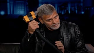 Watch George Clooney and Jimmy Kimmel Flowbee Their Hair on Live TV (Video)