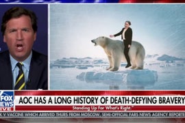 Tucker Carlson Made a Bunch of Weird Photoshops of AOC (Video)