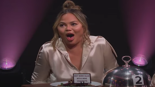 Chrissy Teigen Avoids Eating Bull Penis by Revealing She and John Legend Had Bathroom Sex at the DNC (Video)