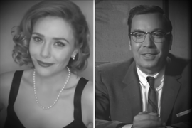 Jimmy Fallon and Elizabeth Olsen’s Decade-Hopping ‘WandaVision’ Interview Is Sabotaged by Kathryn Hahn (Video)