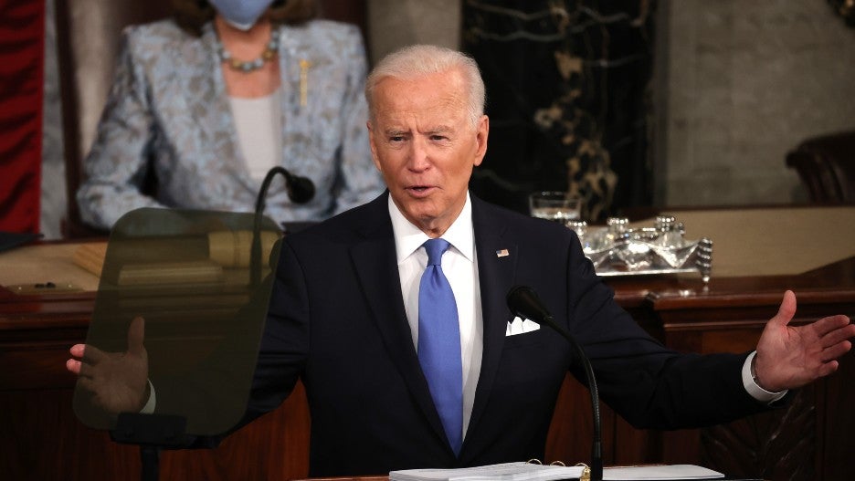 Joe Biden Arms Spread Wide at Joint Session Speech