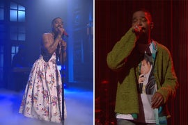 ‘SNL’: Kid Cudi Pays Tribute to Kurt Cobain, Chris Farley With Bold Fashion Statements