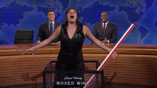 ‘SNL’: Cecily Strong’s Jeanine Pirro Goes Out Her Way, Drenching Colin Jost in Wine  (Video)