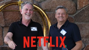Co-CEOs of Netflix Reed Hastings and Ted Sarandos (Photo by Kevin Dietsch/Getty Images)