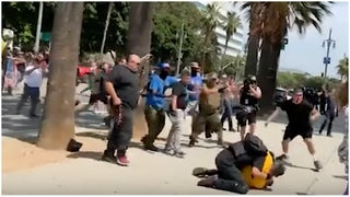 Reporter Attacked, Another Man Stabbed at Anti-Vax Protest Outside LA City Hall