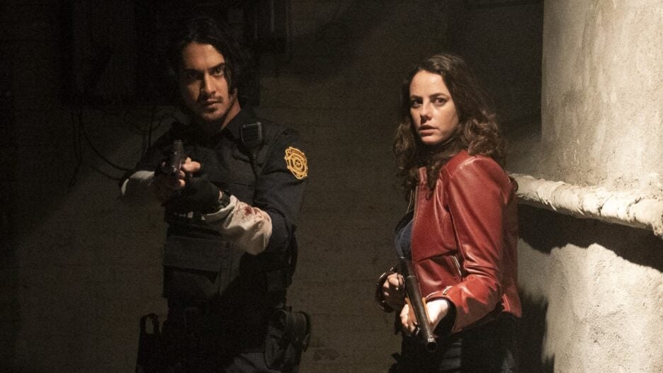 Leon S. Kennedy (Avan Jogia) and as Claire Redfield (Kaya Scodelario) in "Resident Evil: Welcome to Raccoon City"