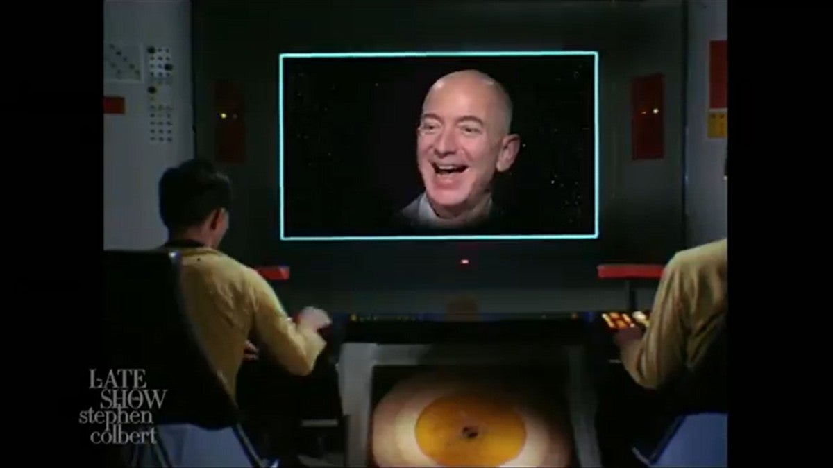 Colbert Imagines Captain Kirk’s First Encounter With ‘Giant Testicle’ Jeff Bezos (Video) thumbnail