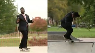 Watch Detroit TV Reporter Pull Off Skateboarding Tricks in a Suit and Tie During Live Segment (Video)