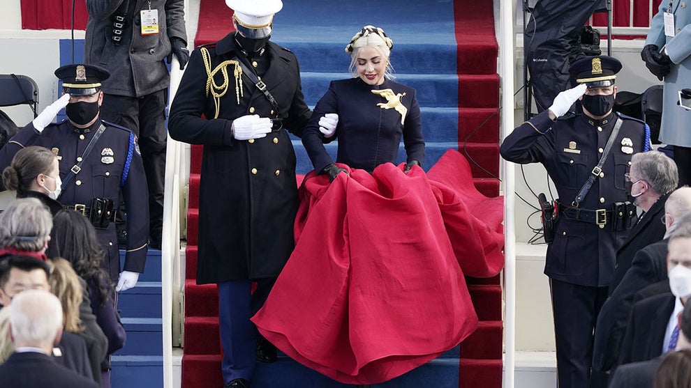 Lady Gaga arrives to sing the National Anthem during the the 59th inaugural ceremony on the West Front of the U.S. Capitol on January 20, 2021 in Washington, D.C.