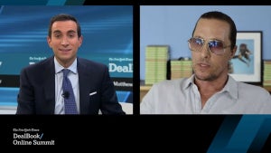 Andrew Ross Sorkin and Matthew McConaughey in conversation for the New York Times' DealBook Online Summit