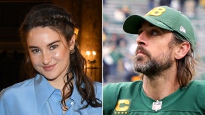 This is a collage of Shailene Woodley and Aaron Rodgers