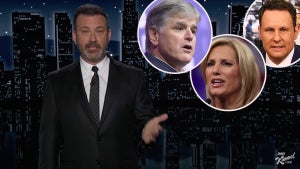 Jimmy Kimmel (ABC), Sean Hannity, Laura Ingraham, Brian Kilmeade (inset, Getty Images)