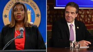 Leticia James and Andrew Cuomo (Credit: Getty Images)