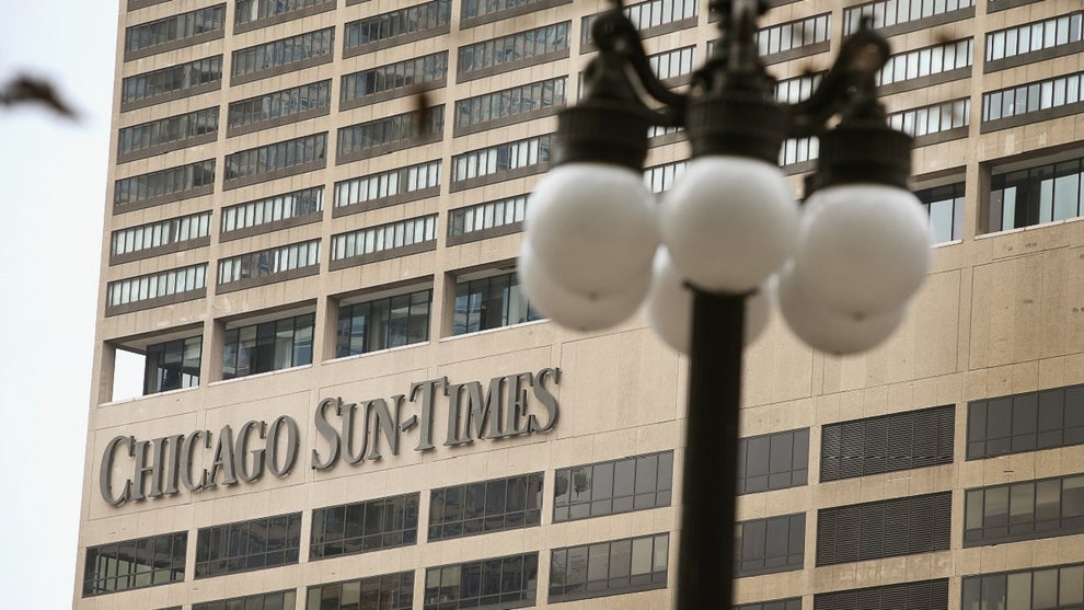 CHICAGO, IL - DECEMBER 02: The offices of the Chicago Sun-Times sit along the Chicago River on December 2, 2013 in Chicago, Illinois. Guild member are expected to vote today on an agreement reached between Wrapports, publisher of the Chicago Sun-Times and other Chicago-area publications, and the Chicago Newspaper Guild for a new three-year contract. Reports suggest the new contract could lead to the company rehiring four of the 28 people that were laid-off last spring when the company eliminated the photography staffs at the Sun-Times and their other newspapers opting to rely on freelance photographers, reporters, and other sources for the images used in the publications. (Photo by Scott Olson/Getty Images)
