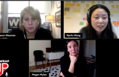 TheWrap-Up's Sharon Waxman with documentary directors Nanfu Wang and Megan Mylan (TheWrap)