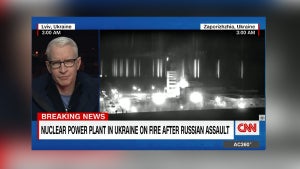 CNN Coverage of Ukraine Power Plant Fire (Credit: CNN)