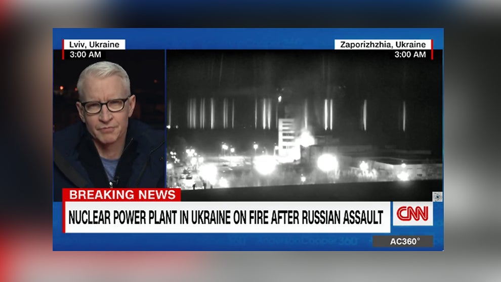 CNN Coverage of Ukraine Power Plant Fire (Credit: CNN)