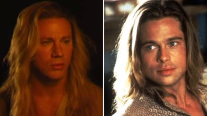 Channing Tatum in "The Lost City" (Amazon)/ Brad Pitt in "Legends of The Fall" (Liaison/Getty Images)
