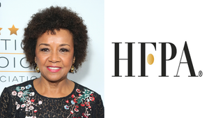 Cheryl Boone Isaacs and HFPA Logo (Getty Images/HFPA)