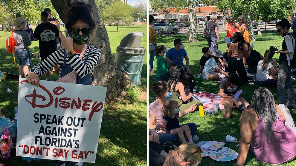 Disney employees staged a walkout in protest of Florida's Parental Rights in Education bill. Dozens of Disney staffers gathered at the Bette Davis Picnic Area in Glendale, California, on Tuesday, March 22, 2022. (Photos by Earnest Winborne for TheWrap)