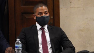MARCH 10: Actor Jussie Smollett appears at his sentencing hearing at the Leighton Criminal Court Building on March 10, 2022 in Chicago, Illinois. Smollett was found guilty last year of lying to police about a hate crime after he reported that two masked men physically attacked him, yelling racist and anti-gay remarks near his Chicago home in 2019. (Photo by Brian Cassella-Pool/Getty Images)