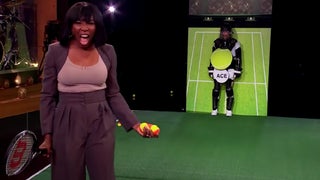 Watch Venus Williams Use CBS Exec as Human Target for Serving Practice (Video)