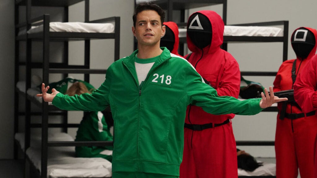 "Saturday Night Live" host Rami Malek during the "Squid Game" sketch on Saturday, Oct. 16, 2021.