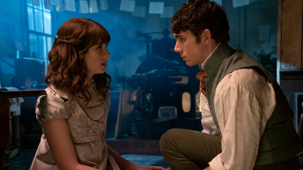 Claudia Jessie as Eloise Bridgerton, Calam Lynch as Theo in episode 208 of "Bridgerton" Season 2 (Liam Daniel/Netflix)