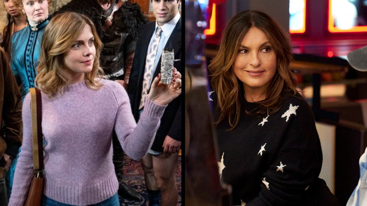 Rose McIver in "Ghosts," Mariska Hargitay in "Law & Order: SVU" (CBS/NBC)