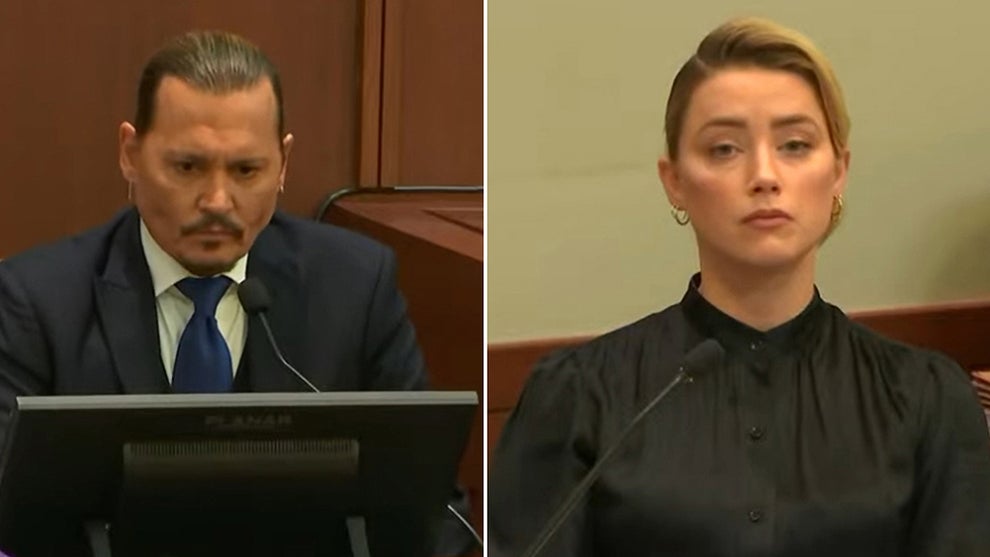 Johnny Depp and Amber Heard in court on April 25, 2022. (Credit: YouTube/Law&Crime)