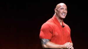 Dwayne Johnson onstage at Disney's Upfronts (ABC)